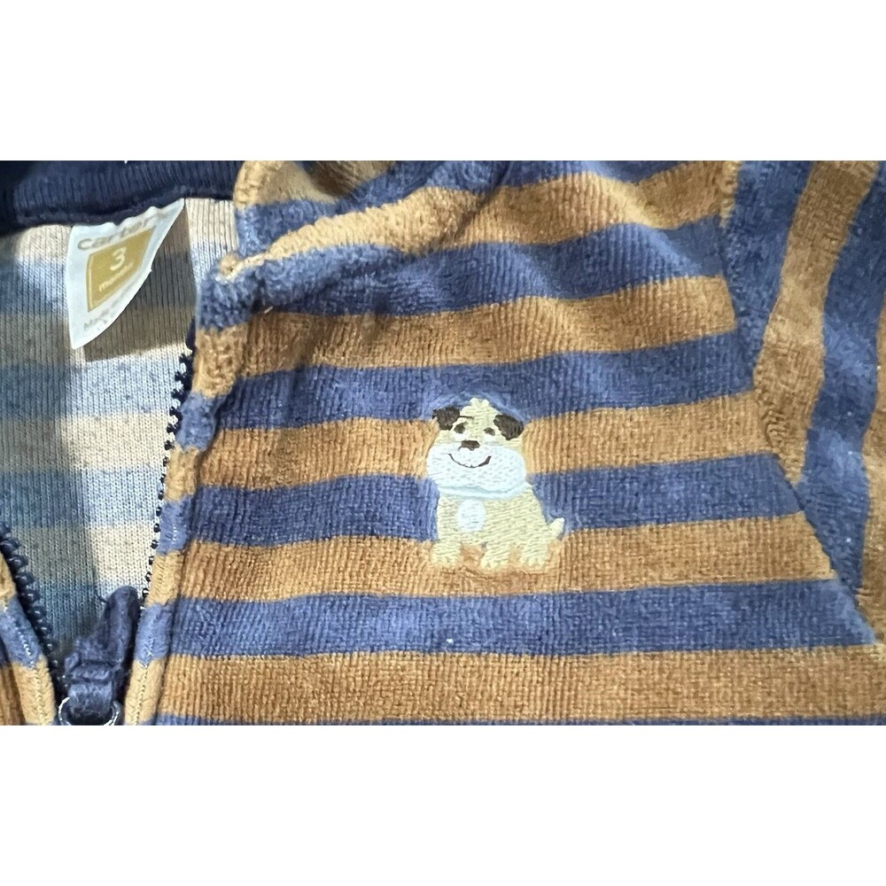 Carter’s Baby Hoodie Velvety Brown With dog Logo On Left Side 3 Months Old